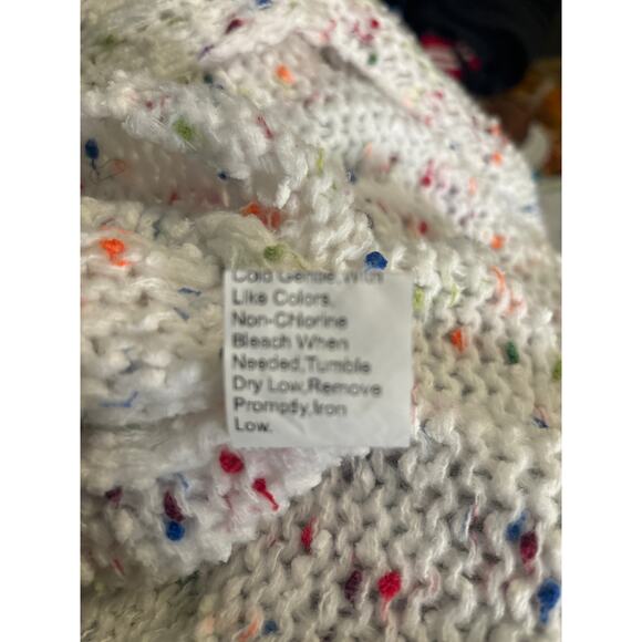 Shein White/ Multicolor Open Front Cardigan L Winter Cozycore Comfy Grandma - Picture 12 of 12